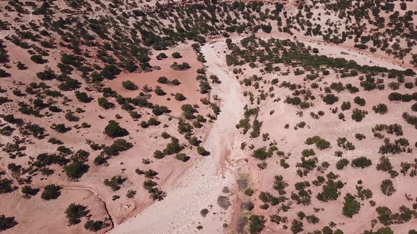 Aerial of Mountains with Argan Trees in Morocco