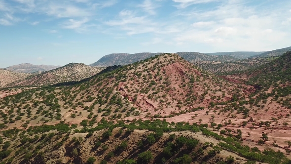 Aerial of Mountains with Argan Trees in Morocco