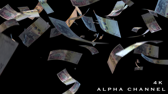Falling Albania Money Banknotes