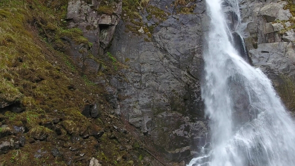 Aerial View on Cascata Di Lares Waterfall