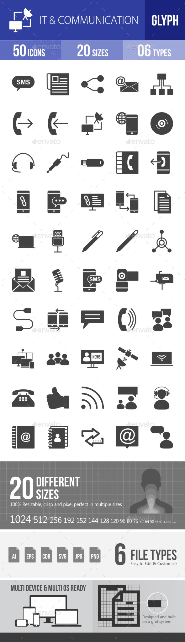 IT & Communication Glyph Icons