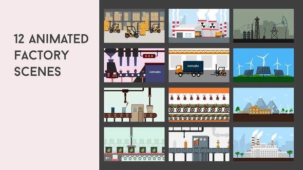 Animated factory scenes