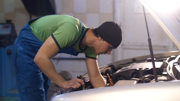 Mechanic Repairing a Car