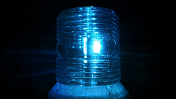 Blue Safety Light Flashing in the Dark