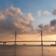 Cloudy Morning Sky Beautiful Bridge Over the River on the Cables Is Road - VideoHive Item for Sale