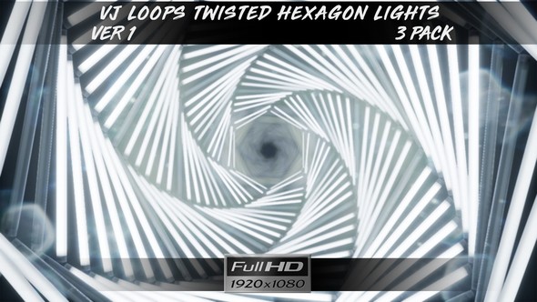 VJ Loops Twisted Hexagon Lights Ver.1 - 3 Pack alt