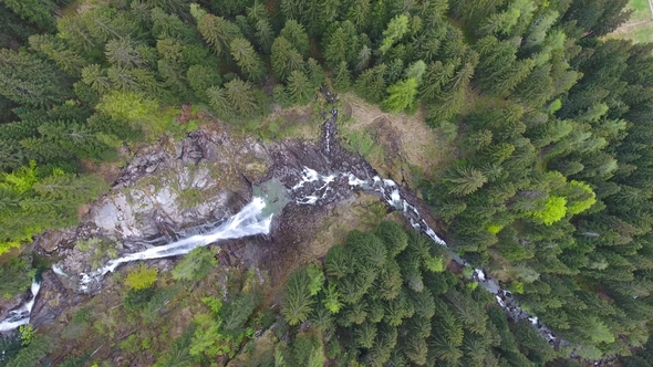 Aerial View on Cascata Di Lares Waterfall