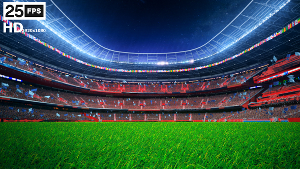 Flying On Grass In Stadium Night HD