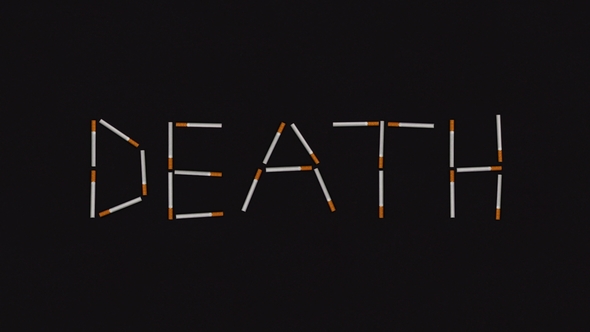 Death Word Written with Moving Cigarettes. No Smoking Concept in Stop Motion Animation