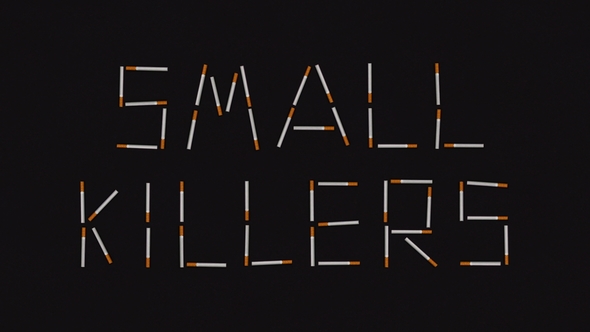 Small Killers Words Made of Moving Cigarettes No Smoking Concept in Stop Motion Animation