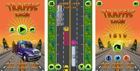 Traffic Racer - HTML5 Game + Mobile Version + AdMob! (Construct 3 | Construct 2 | Capx)