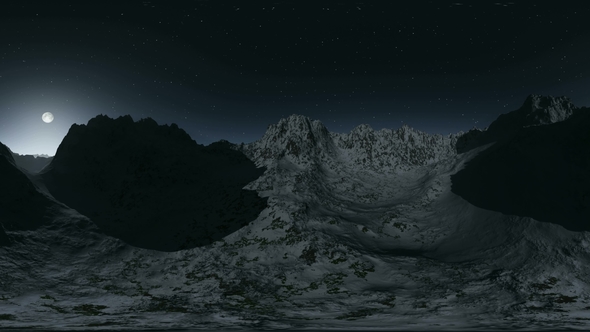 Aerial VR 360 Panorama of Mountains at Night alt