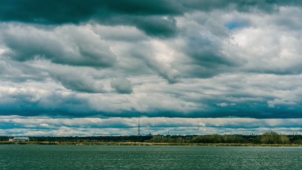 Landscape Dark Rainy Clouds Moving Fast