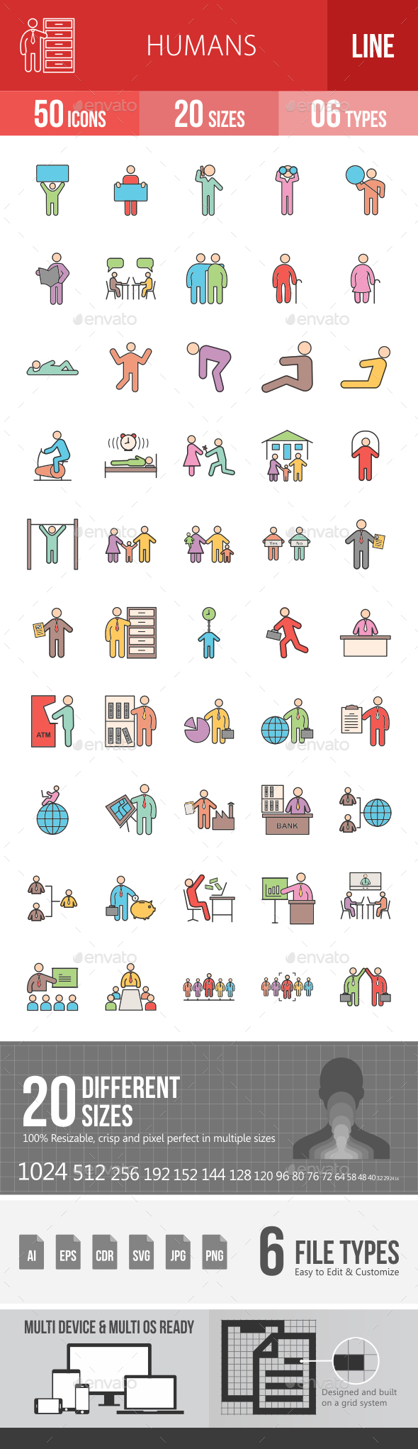 Humans Filled Line Icons