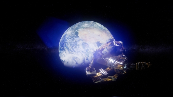 International Space Station Orbiting Earth in Virtual Reality alt