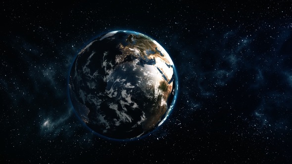 Night to Day Rotating Earth in Space