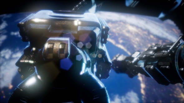 Astronaut and International Space Station alt