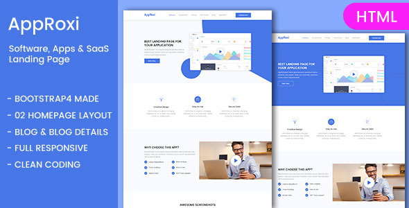 AppRoxi - Bootstrap4 Responsive App Landing Page