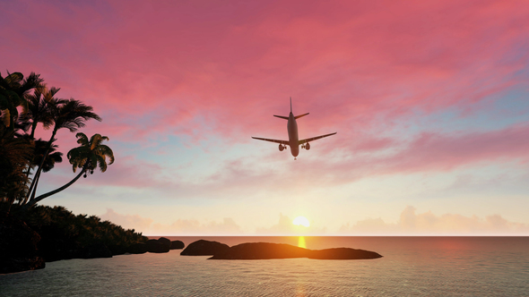 Airplane Leaving Tropical Paradise