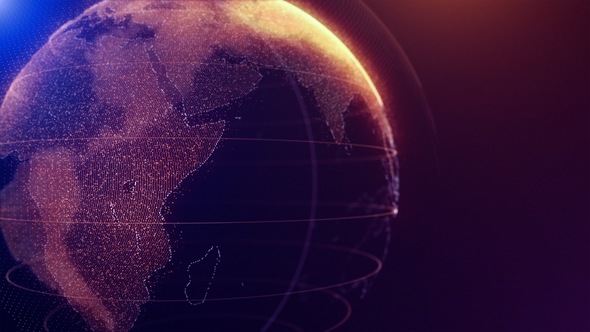 Digital Shinny Globe of Earth Rotation for News Intro