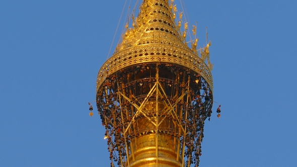 Top of Shwedagon Pagoda in Yangon Myanmar