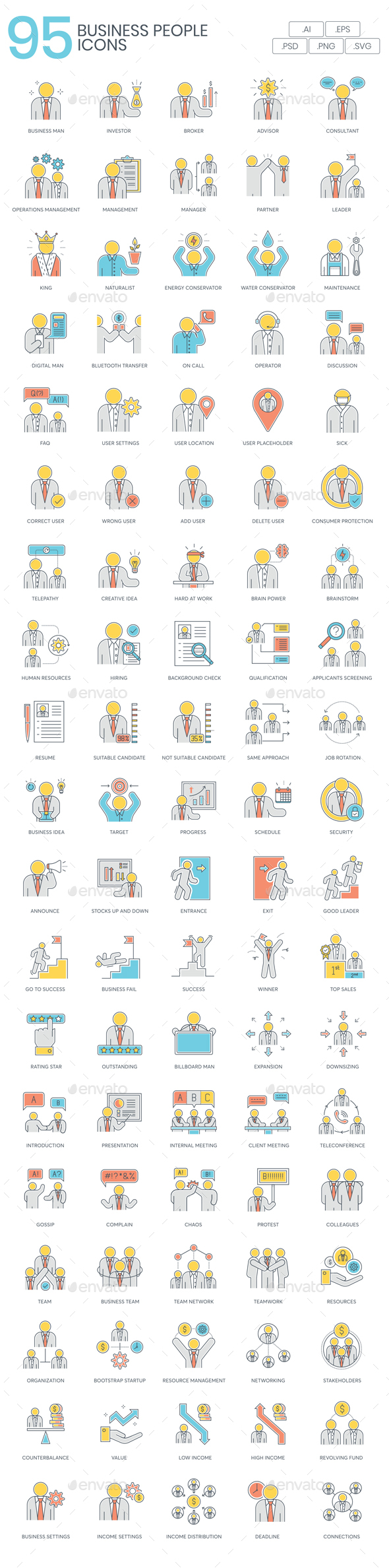 Business People Icons - Color Line