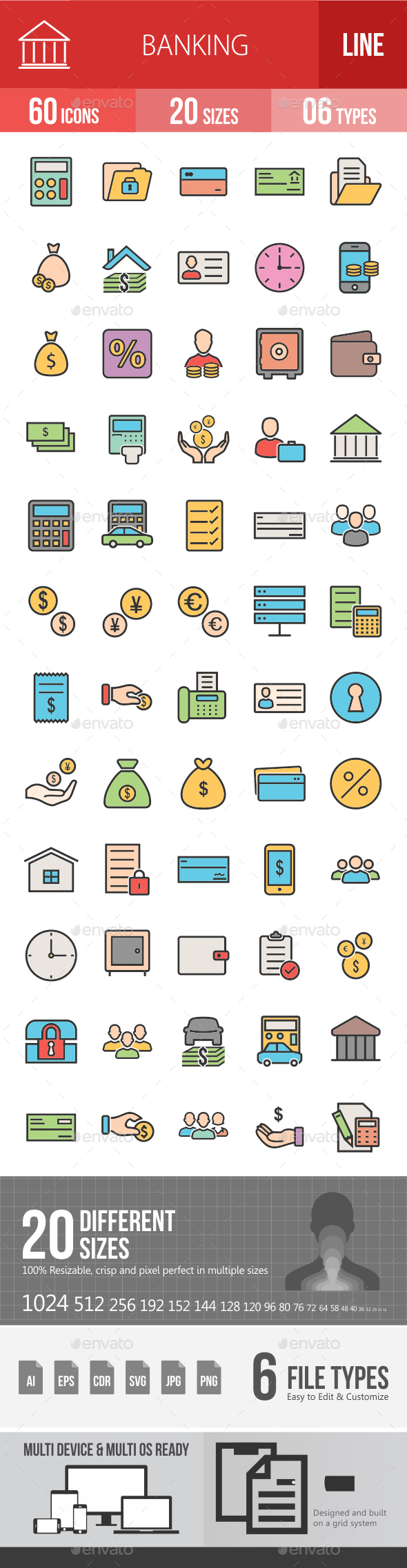 Banking Filled Line Icons