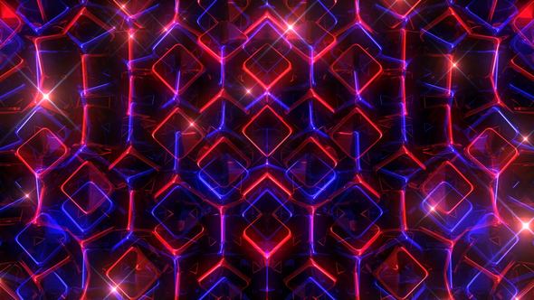 Glowing Blue And Red Cubes