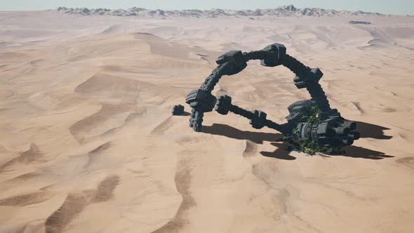 Old Rusted Alien Spaceship in Desert. Ufo