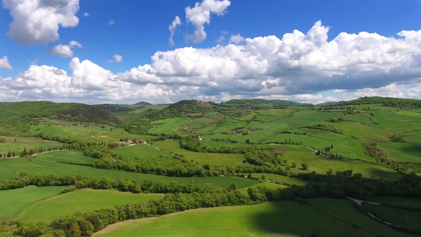 Tuscany Aerial Landscape of Farmland Hill Country