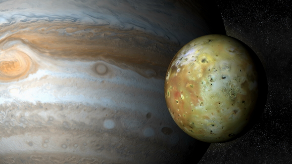 Jupiter Planet and Io Moon