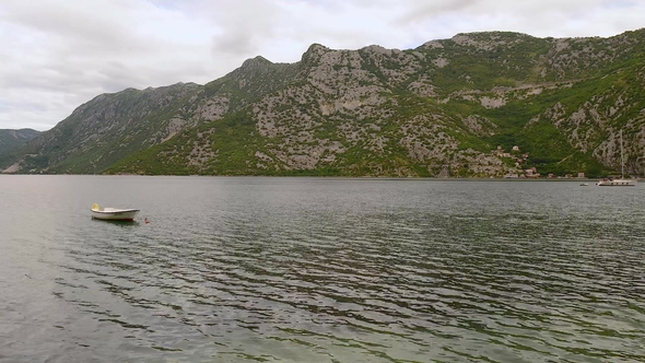 Romantic Mediterranean Cloudly Landscape. Montenegro, View of Bay of Kotor