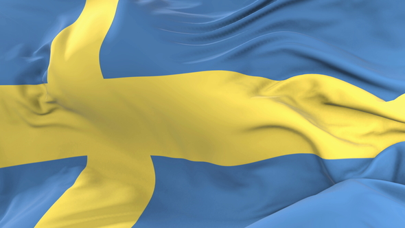 Sweden Flag Waving at Wind