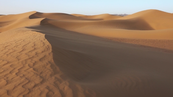 Sand Blowing in Sand Dunes Wind, Sahara Desert