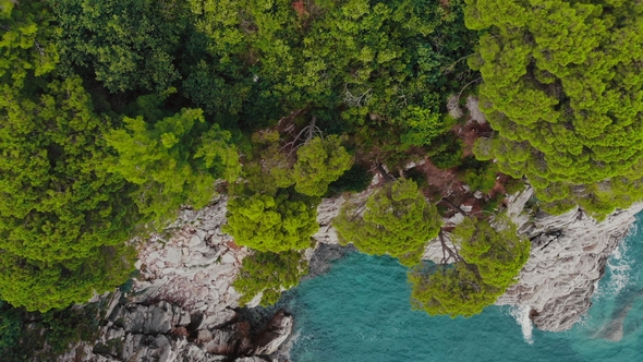 Aerial View of Rocky Shore of Adriatic Sea