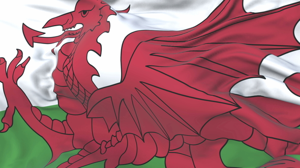 Wales Flag Waving at Wind