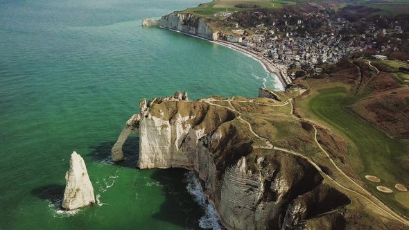 Drone Footage Falaises City d'Etretat Etretat By Drone alt