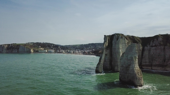 Amazing Drone Footage Cliffs and City Falaises d'Etretat Etretat By Drone alt
