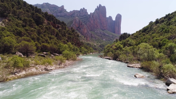 Aerial View of Mallos of Riglos in Aragon Spain