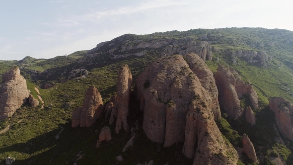 Aerial View of Mallos of Riglos in Aragon Spain