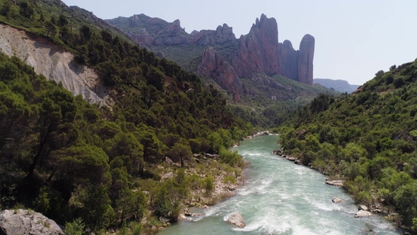 Aerial View of Mallos of Riglos in Aragon Spain