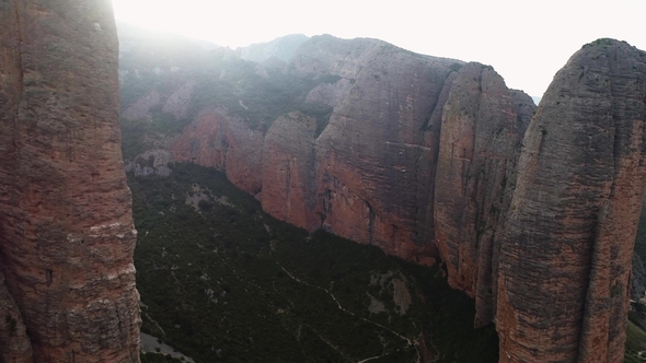 Aerial View of Mallos of Riglos in Aragon Spain