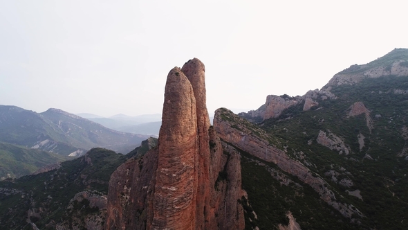 Aerial View of Mallos of Riglos in Aragon Spain