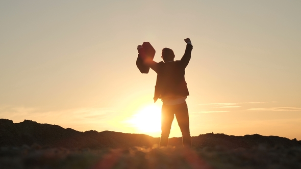 Tired Man at Sunset