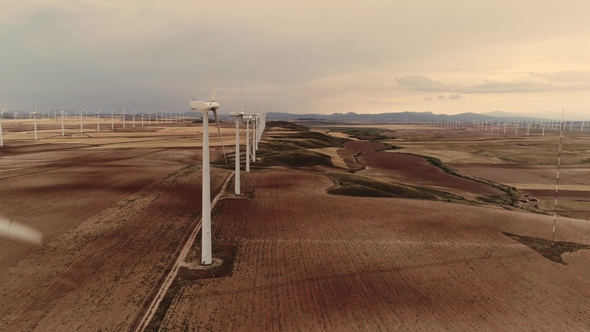 Wind Turbines at Sunset in Spain