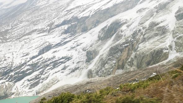 Avalanche Moves Down From the Manaslu Mountain To Lake Birendra