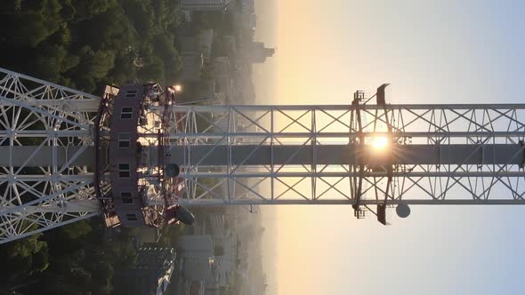 Vertical Video  TV Tower in the Morning at Dawn in Kyiv Ukraine