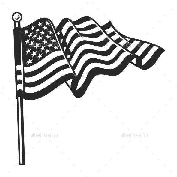 Vintage Waving Flag of USA Template