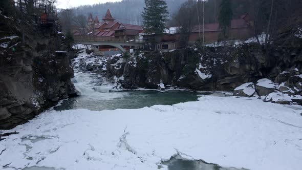 View of Winter Waterfall