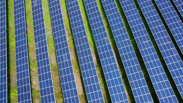 Aerial view of the solar panels in thailand